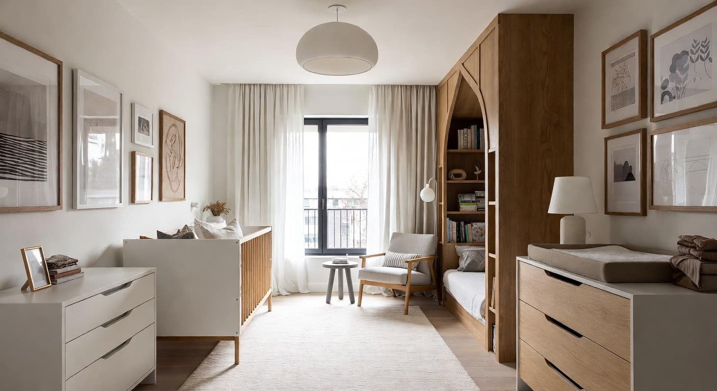 Scandinavian nursery interior design - featuring scandinavian style furniture, decor, colors, and layout ideas for your nursery