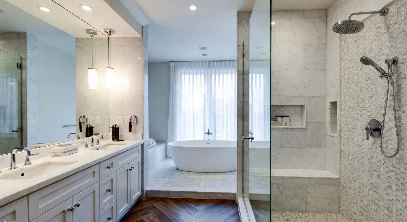 Modern bathroom with clean lines and spa-like atmosphere