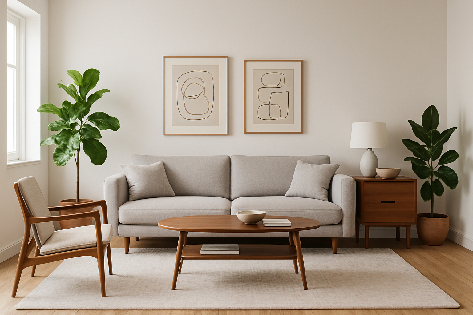 Japandi-Infused Tranquil Living Room after transformation